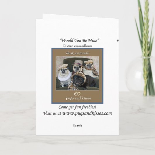 Pug Valentijn zou u Mijn zijn Feestdagen Kaart (Achterkant)