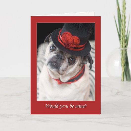 Pug Valentijn zou u Mijn zijn Feestdagen Kaart (Voorkant)