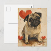 Pug Valentijnsdag Briefkaart (Voorkant / Achterkant)