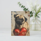 Pug  Valentijnsdag Briefkaart (Staand voorkant)