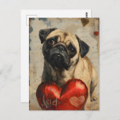 Pug  Valentijnsdag Briefkaart (Voorkant / Achterkant)