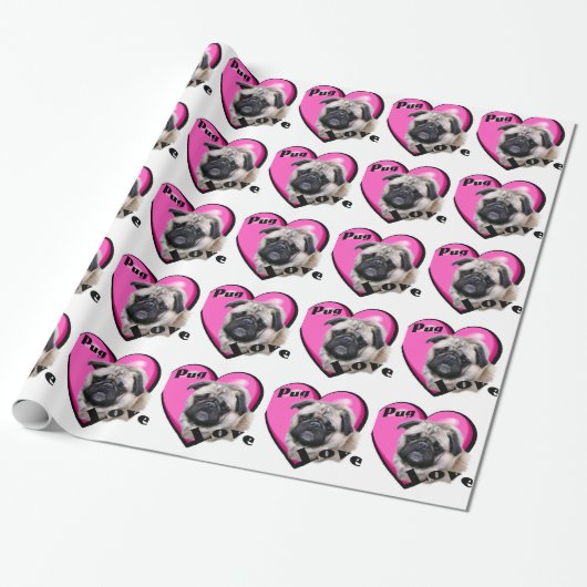 Pug Valentijnsdag Cadeaupapier (Uitgerold)