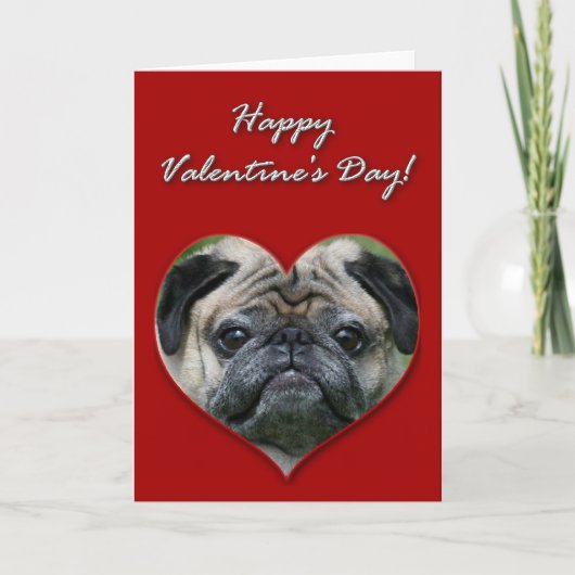 Pug Valentijnsdag Card Feestdagen Kaart (Voorkant)