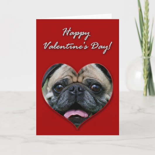 Pug Valentijnsdag Card Feestdagen Kaart (Voorkant)