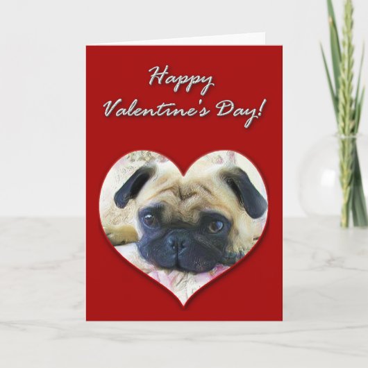 Pug Valentijnsdag Card Feestdagen Kaart (Voorkant)