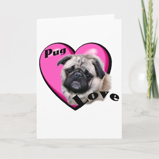Pug Valentijnsdag Feestdagen Kaart (Voorkant)