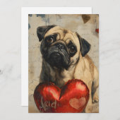 Pug  Valentijnsdag Feestdagenkaart (Voorkant / Achterkant)