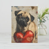 Pug  Valentijnsdag Feestdagenkaart (Staand voorkant)