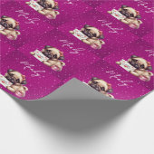 Pug Valentijnsdag Gepersonaliseerde Pug Puppy Lief Cadeaupapier (Hoek)