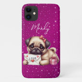 Pug Valentijnsdag Gepersonaliseerde Pug Puppy Lief Case-Mate iPhone Case (Achterkant)