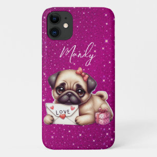 Pug Valentijnsdag Gepersonaliseerde Pug Puppy Lief Case-Mate iPhone Case