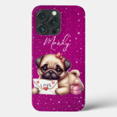 Pug Valentijnsdag Gepersonaliseerde Pug Puppy Lief Case-Mate iPhone Case (Achterkant)