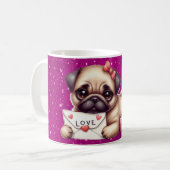 Pug Valentijnsdag Gepersonaliseerde Pug Puppy Lief Koffiemok (Voorkant links)
