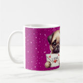 Pug Valentijnsdag Gepersonaliseerde Pug Puppy Lief Koffiemok (Links)