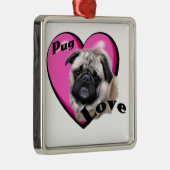 Pug Valentijnsdag Metalen Ornament (Rechts)