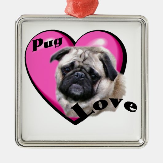 Pug Valentijnsdag Metalen Ornament (Voorkant)