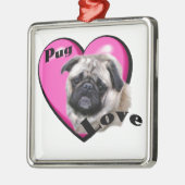 Pug Valentijnsdag Metalen Ornament (Links)