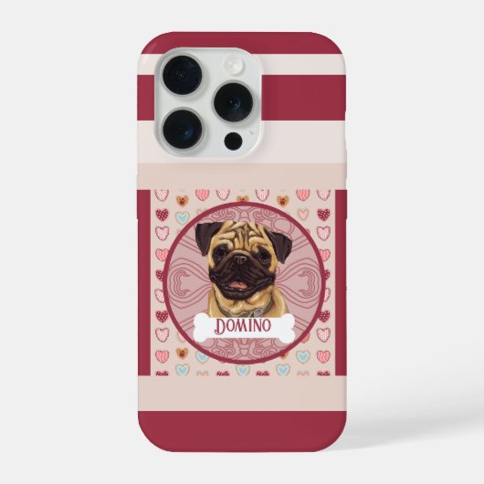 Pug Valentine Hart iPhone 11 Pro Hoesje iPhone 15 Pro Case (Achterkant)