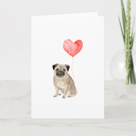  Pug Valentines, Dog Valentines Feestdagen Kaart