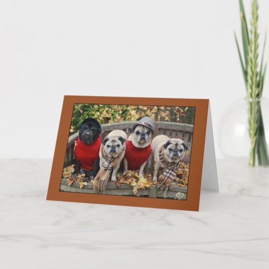 Pug van de Bladeren van de herfst Kaart (Voorkant)