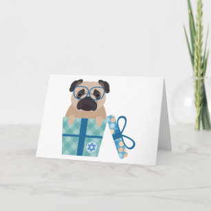 Pug van de Chanoeka Gift Feestdagen Kaart
