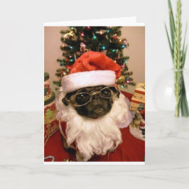 Pug van de kerstman feestdagen kaart