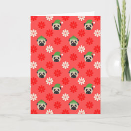 Pug van de kerstman Kerstkaart Feestdagen Kaart