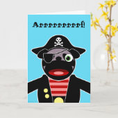 Pug van de piraat de Kaart van de Verjaardag (Gele Bloem)