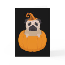 Pug & van de Pompoen de Kaart van Halloween