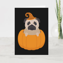 Pug & van de Pompoen de Kaart van Halloween