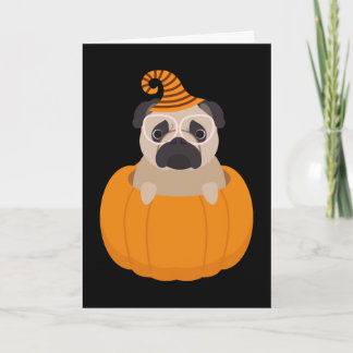 Pug & van de Pompoen de Kaart van Halloween