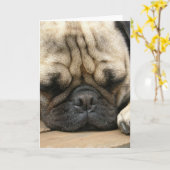 Pug van de slaap Wenskaart Kaart (Gele Bloem)