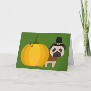 Pug van de Thanksgiving van de pelgrim Feestdagen Kaart
