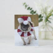 Pug van de Vakantie van Kerstmis in Sneeuw Feestdagenkaart (Staand voorkant)