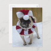 Pug van de Vakantie van Kerstmis in Sneeuw Feestdagenkaart (Voorkant / Achterkant)