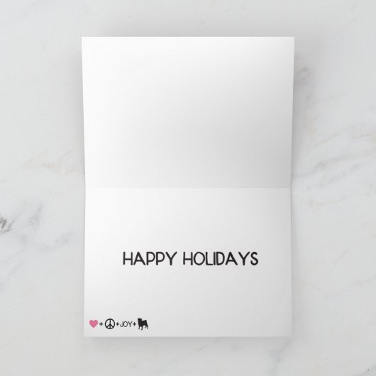 Pug van de Vreugde van de Vrede van de liefde Feestdagen Kaart (Binnen)