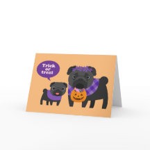 Pug van het trick or treat Kaart
