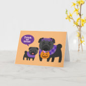 Pug van het trick or treat Kaart (Gele Bloem)