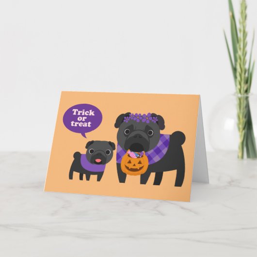 Pug van het trick or treat Kaart (Voorkant)