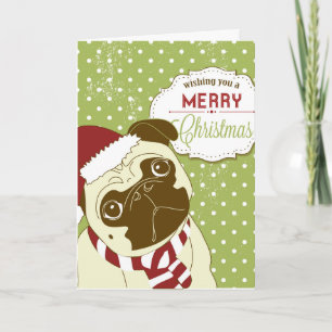 Pug van Kerstmis Feestdagen Kaart