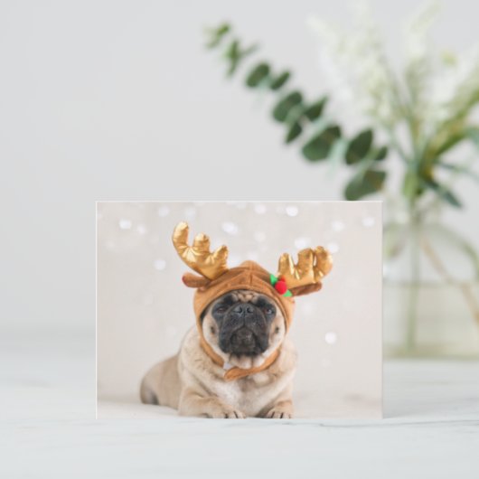 Pug van Kerstmis Feestdagenkaart (Staand voorkant)
