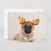 Pug van Kerstmis Feestdagenkaart (Voorkant / Achterkant)