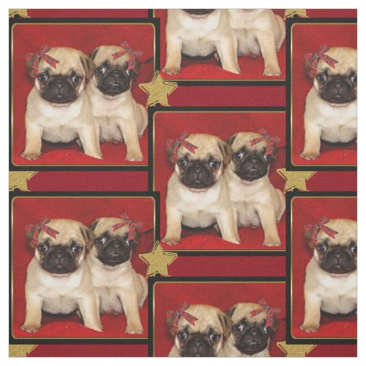 Pug van Kerstmis het patroonStof van de Stof (Swatch)