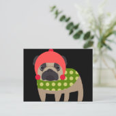 Pug van Kerstmis Hond Feestdagenkaart (Staand voorkant)