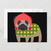 Pug van Kerstmis Hond Feestdagenkaart (Voorkant / Achterkant)