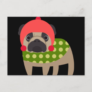 Pug van Kerstmis Hond Feestdagenkaart