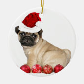 Pug van Kerstmis hond Keramisch Ornament (Voorkant)