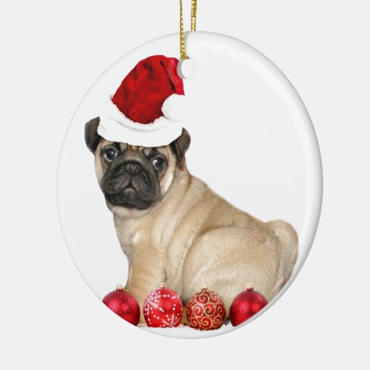 Pug van Kerstmis hond Keramisch Ornament (Links)