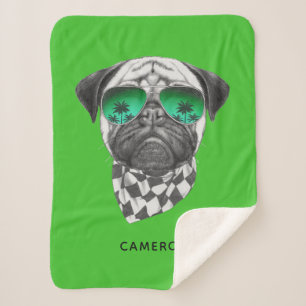 Pug   van Miami voegt Jouw naam toe Sherpa Deken