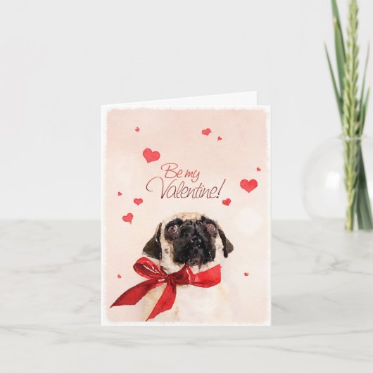 Pug van Valentijn Feestdagen Kaart (Voorkant)